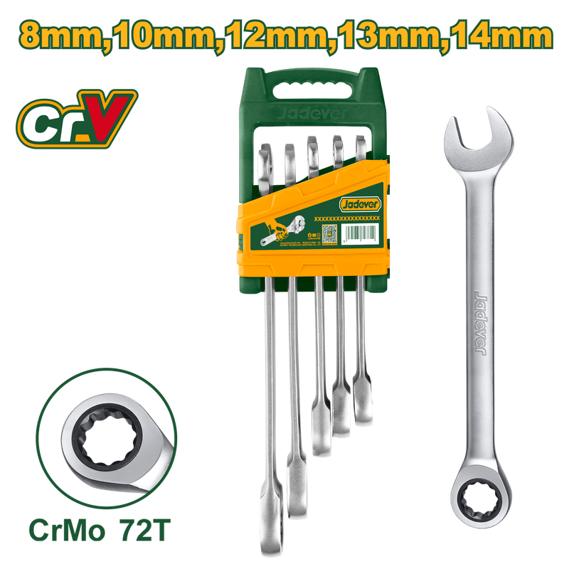 Jeu de 5 clés à cliquet