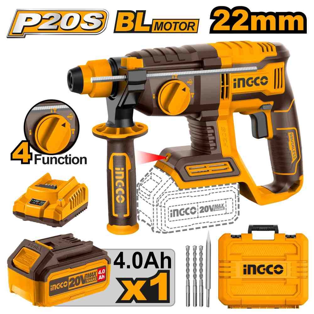 Marteau perforateur 22mm 20V + 1Batterie 4Ah